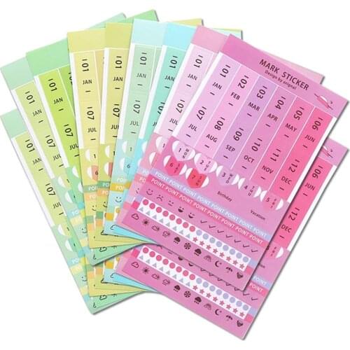 4 Sheets Self-Stick Mini DIY Paper PVC Monthly Calendar Index Tabs Reminder Stickers Flags For Diary Scrapbook Personal Planner