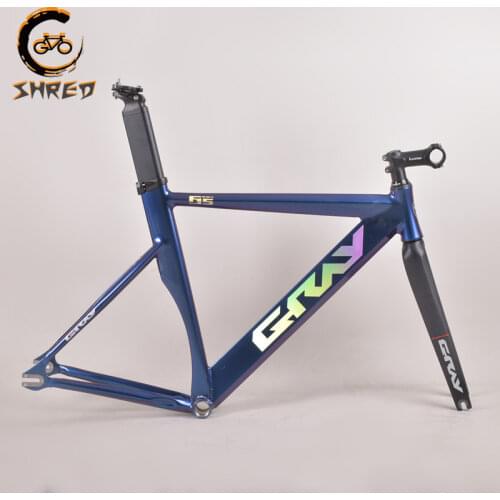 GRAY 700c 6061-T6 Aluminum Fixed Gear Frame Carbon Fork 48/52/55cm Muscle Sensation High Quality Fixie Frameset Include Seatpost