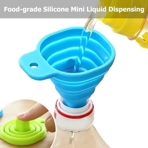 Mini Liquid Dispensing Food-grade Silicone Foldable Funnel Collapsible Style Funnel Folding Portable Funnels Kitchen Tool Random