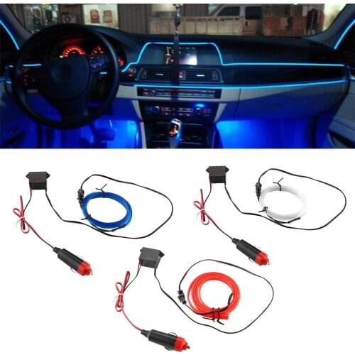 Light Strips Interior Decoration 1M/set Flexible Neon EL Wire Car styling Decorative Lamp Car 12V LED Cold lights