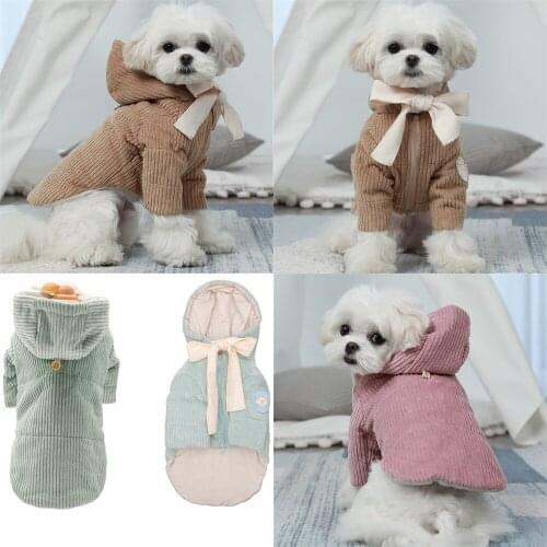 Warm Pet Coat Winter Dog Clothes Puppy Outfit Corduroy Dog Clothing Hooded Outfit Yorkshire Pomeranian Schnauzer Costume Suit