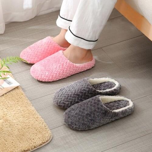 Autumn Winter Women Slippers Soft Bottom Suede Shoe Non-slip Indoor Plush Cotton Slippers Comfortable Slides Female Couple 2021