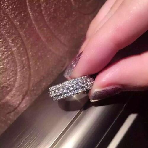 Super Shinning High Quality Luxury Jewelry Rotatable Ring 925 Sterling Silver Full 5A CZ Party Popular Wedding Ring for Women