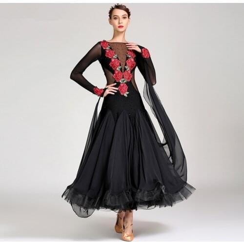 Women modern dance dress high-grade ballroom dance clothes standard ball dance performance costumes waltz diamonds dress S7027