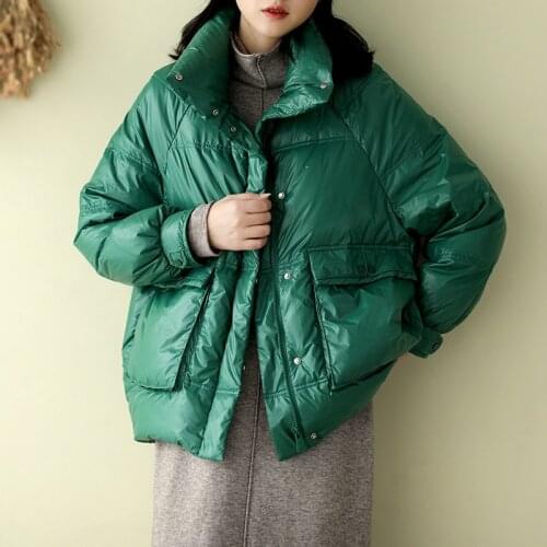 2020 Winter New Loose Simple Solid Color Students Small Coat Short Cotton Padded down Jacket Women outer wear coats stand collar