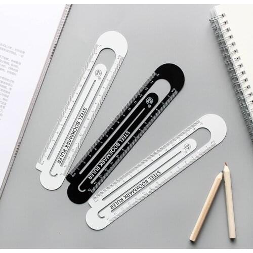 1pc 2cm Steel Ruler Metal Ruler Multi-function Metal Bookmarks School Supplies Cute Drawing Supplies Kawaii Stationery