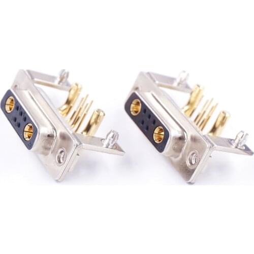 1 piece High Power 30A 7W2 D-Sub Connector Combo Receptacle Female Sockets Signal 5 + 2 Power Panel Mount Right Angle PCB Lock