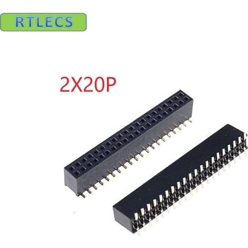 100pcs 2x20 P 40 pin 1.27mm Pitch Pin Header Female dual row SMT straight Surface Mount PCB Rohs Lead free