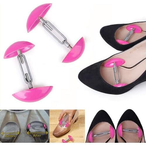 2Pc Adjustable Plastic Women Mini Shoes Keepers Support Care Stretcher Shoe Shapers Mini Shoe Trees Shoes Expander