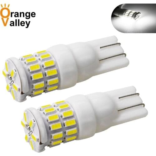2PCS T10 W5W LED 194 168 Ceramic Car Interior Lights Wedge Door Instrument Side Bulb Plate Light Auto Lamp DC 12V