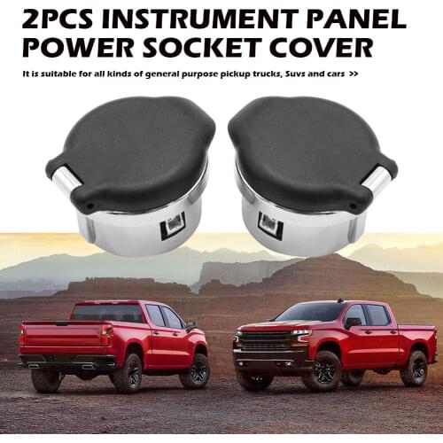 2pcs Unique Parts Portable Car Ornaments Chrome Dash Power Outlet Cover 20983936 for Silverado Tahoe Sierra 07-13