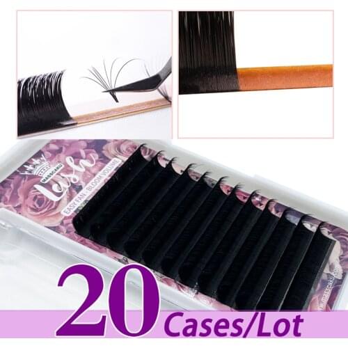 20case/lot Fast ship 2d-6d magnetic camellia lashes quick fan self fanned lash extensions with colourful eyelash box