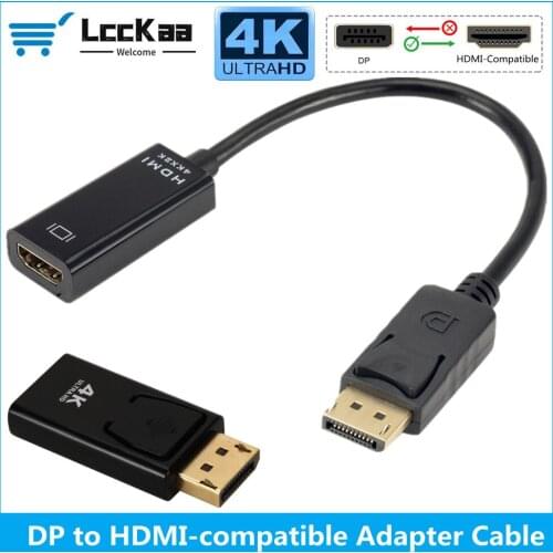 LccKaa DisplayPort to HDMI-compatible Adapter Cable 4K DP to HDMI-compatible Converter For Connecting Laptop TV PC Projector
