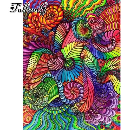 FULLCANG Diy 5d diamond mosaic abstract color flower diamond painting full square round drill diamond embroidery decor FC2158