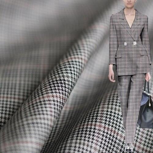 White waxberry Japanese Houndstooth Yarn Dyed Worsted Wool Fabrics Materials Women Suits Pants Sewing Tailor Cloth Freeshipping