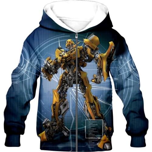Bumblebee kid 3D print Flannelet Children zipper coat Sweatshirt/Hooded//family clothing design dropshipping