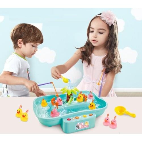Water Electric Rotating Magnet Fishing Toy Circulation Fishing Duck Toy Fishing Platform Kids Water Play Interactive Game Gift