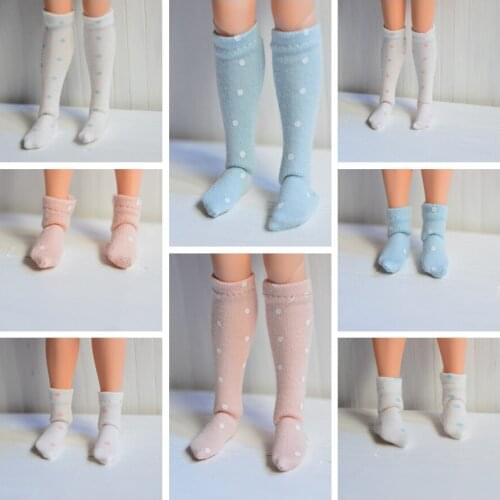 1 Pair doll’s Knee High Socks Cute Wave Point Socks for Blyth,Azone, barbis, Pullip 1/6 , OB11 Dolls Socks Clothes for dolls