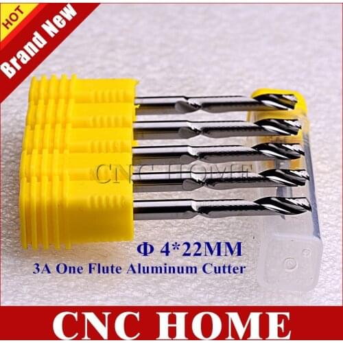 5pcs 4mm*22mm Import Solid Carbide One Flute Milling Cutter, Aluminium End Mill CNC Router Bits for Aluminum Alloy Copper