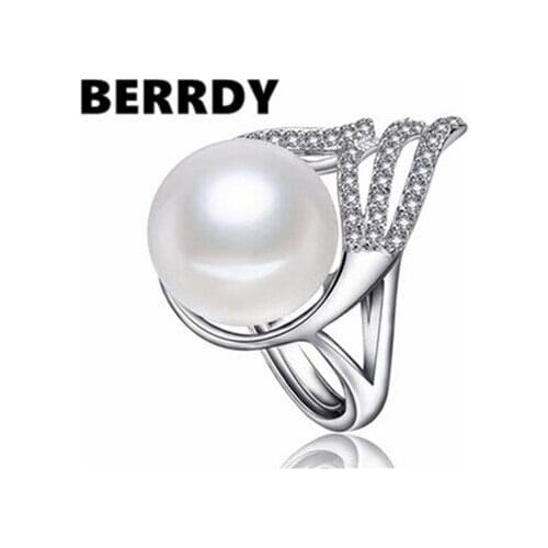 100% Genuine Freshwater Pearl Ring ADJUSTABLE Finger Ring Fashion Wedding Party Women Jewelry