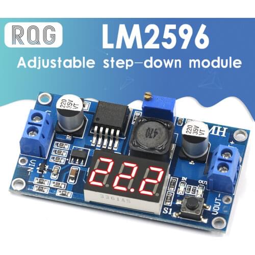 LM2596 BUCK 3A DC-DC Voltage Adjustable Step-Down Power Module + Blue LED Voltmeter
