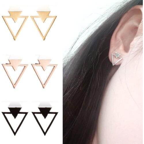 Small Earrings for Women Personality Triangle Stud Earrings Korean Fashion Jewelry Handmade Geometric Earing Girl Gifts