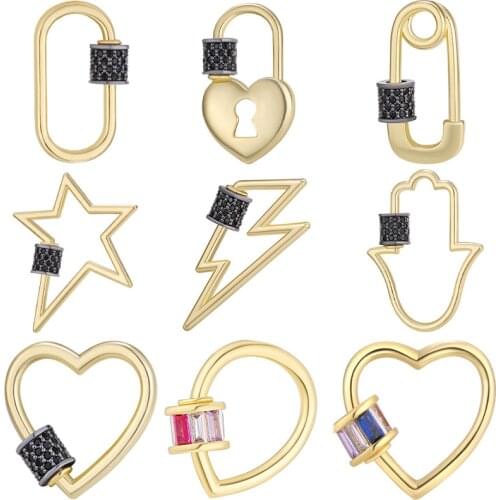 Juya DIY Simple Design Decorative Fasteners Screw Locket Carabiner Clasp Accessories For Punk Pendant Mesh Chains Jewelry Making