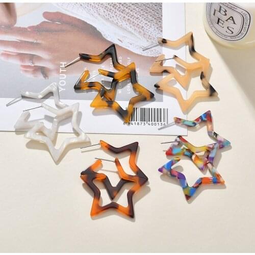 MESTILO 2019 Handmade Fashion Jewelry Colorful Acrylic Drop Earrings For Women Geometry Big Star Resin Earrings Acetate Brincos