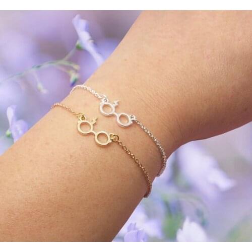 Cute glasses frame bracelet movie characters logo symbol eyeglasses thunder lightning eye glasses charm bracelet jewelry