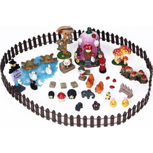 41pcs Miniature Fairy Decoration Mini Garden Resin Crafts For Micro Landscape Decoration Dollhouse Bonsai Terrarium Figurines