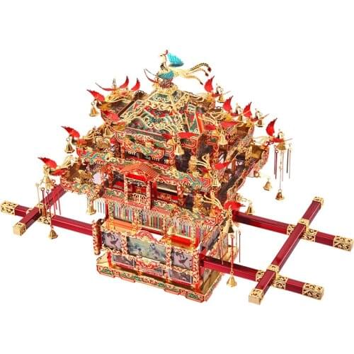 MMZ MODEL Piececool Bridal Sedan Chair 3D Metal Model Kits DIY Assemble Puzzle Laser Cut Jigsaw Building Toys Gift P116-RGN
