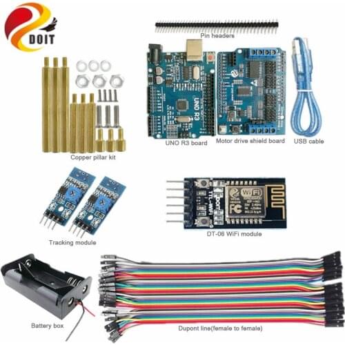 DOIT 1 set WiFi Control Tracking kit for Arduino Robot Tank Chassis with UNO R3 Board+Motor Drive Shield Board+Tracking Module