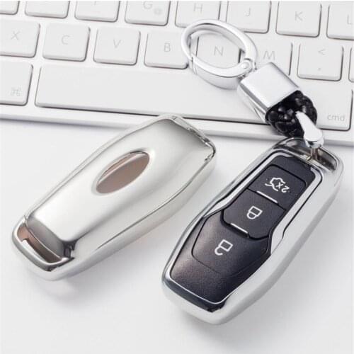 Soft TPU Car Key Cover Fob Case Shell For Ford Focus 2 3 Fiesta MK2 MK3 MK7 Ranger Mondeo MK4 Fusion Hand-woven Keychain Keyring