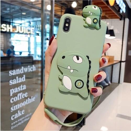 Dinosaur Soft TPU Phone Case With Strap Rope For Huawei P20 30 40 lite Pro Mate 10 20 30 lite Pro