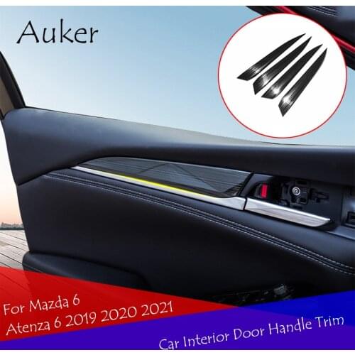 Car Inner Door Handle Handrail Panel Cover Trim Strip Garnish Stickers Styling Stainless Steel For Mazda 6 Atenza 6 2019-2021