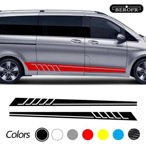 2PCS For Mercedes Benz V Class Vito Viano Car Stickers Side Door Auto-Styling Sports Long Stripe With DIY Vinyl Film Accessories