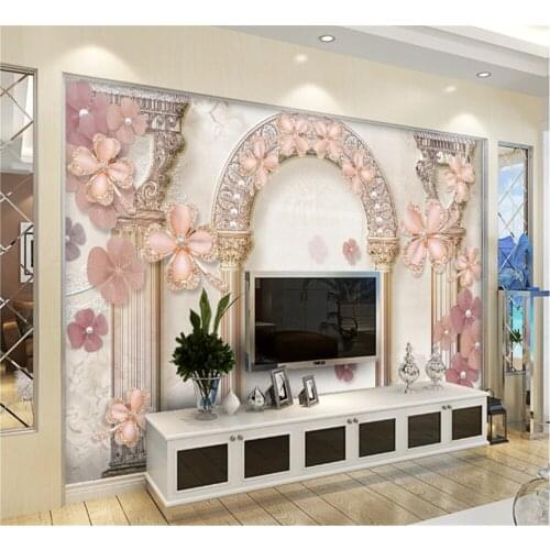 Milofi custom photo 3D wall covering mural wallpaper European pattern Roman column jewelry pearl TV sofa background wall