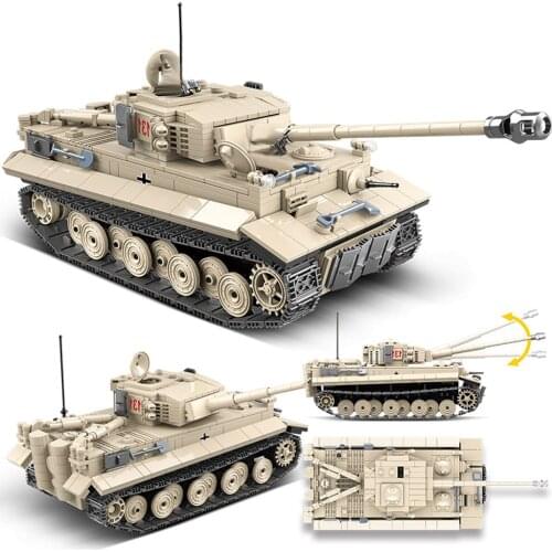 BZDA WW2 German Tank Series Military Arms Tiger Style Main Battle Tank MOC Panzer Tank Model Building Blocks Gifts Toys For Boys