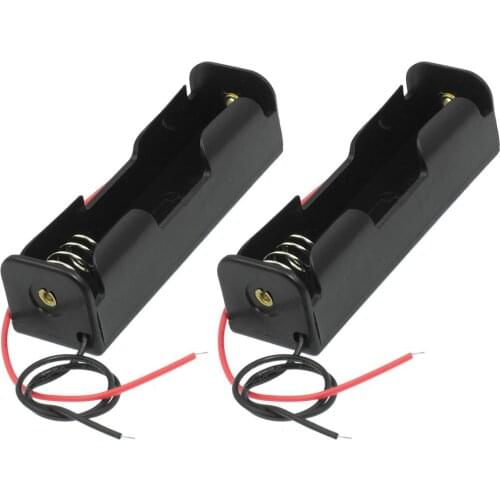 Wholesale5pcs*2 Pcs Black 18650 Flat Tip Batteries Battery Holder Case Wire Leads