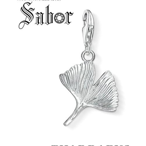 Original silver plated DIY Pendant Charm Ginkgo Leaf 2020 new Bracelet Charm Women Men for Jewelry Making Wholesale thomas