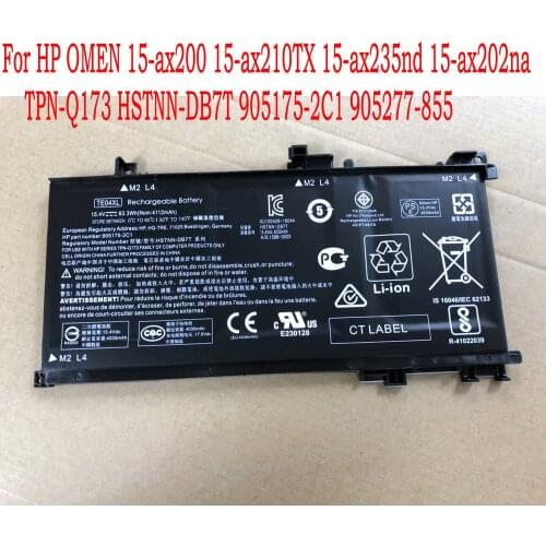 Original TE04XL Laptop Battery For HP OMEN 15-ax200 15-ax210TX 15-ax235nd 15-ax202na TPN-Q173 HSTNN-DB7T 905175-2C1 905277-855