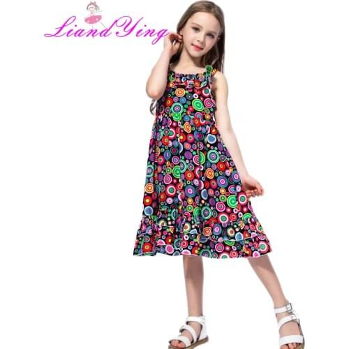 2-12 Years Baby Girls Sleeveless Flower Print Dresses Clothes Kids Summer Princess Dress Children Party Ball Pageant Outfit