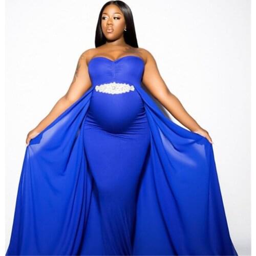 Shoulderless Maternity Dresses Maternity Photography Long Dress with Cloak Fitted Pregnancy Dress Chiffon Cloak Maternity Gown