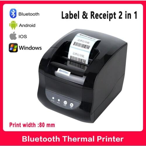 Xprinter Thermal Label And Receipt Printer 2 in 1 POS Bluetooth-compatible wireless Barcode Printer 80mm Android/iOS/Windows