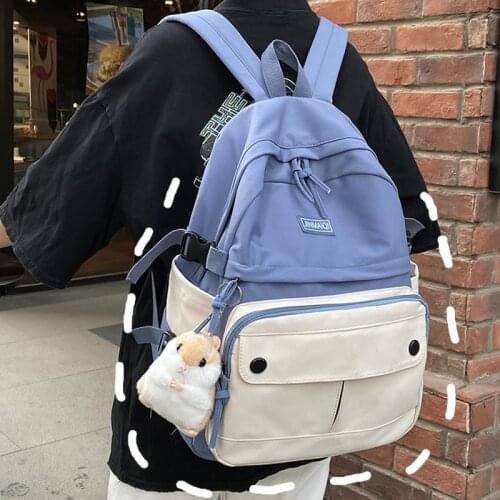 Cute Preppy School Backpacks Women Patchwork Casual Simple Retro Harajuku Schoolbags Students Couples Ins Waterproof Backpack