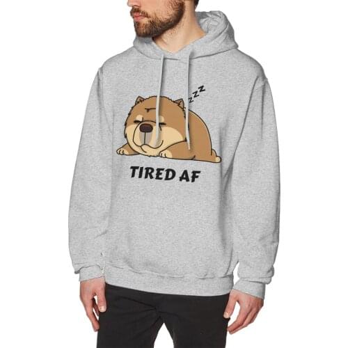 Funny Cute Sleeping Chow Chow Dog Hooded Sweatshirt Classic Cotton Crewneck Casual Pullovers