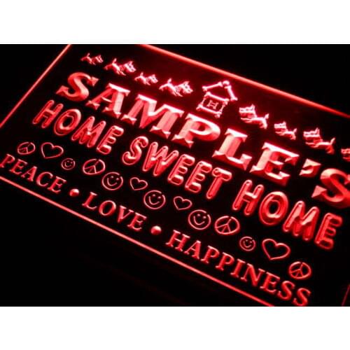 Ta-tm Name Personalized Custom Home Sweet Home Scottie Peace Love Neon Light Signs with On/Off Switch 7 Colors 4 Sizes
