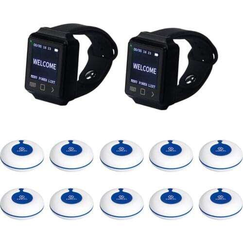 MEEYI/Y-670/Y-A1-WR Visitor waiter dining table waterproof watch paging system, 2 watch and 10 buttons (blue)
