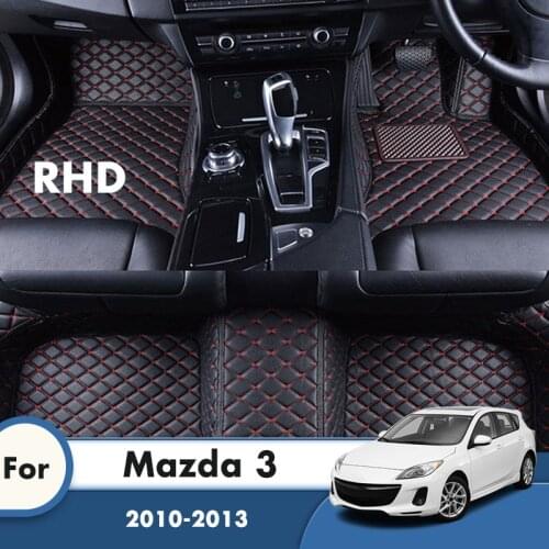 RHD Carpets For Mazda 3 2013 2012 2011 2010 Artificial Leather Waterproof Car Floor Mats Custom Car Accessories Interior Cover