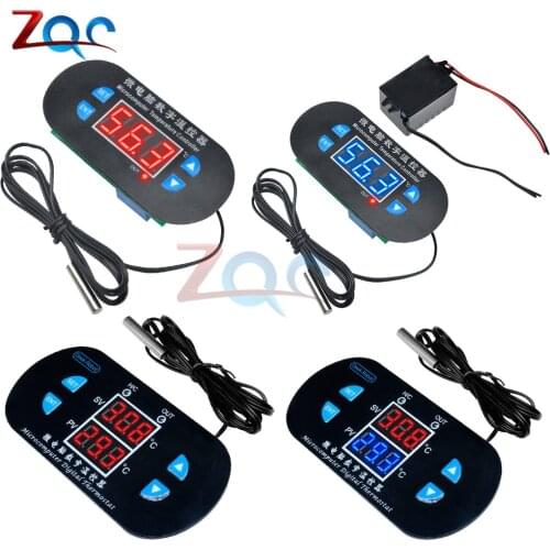 XH-W1308 Adjustable Dual LED Digital Display Temperature Controller Thermostat Switch DC 12V AC 110V-220V Cool Heat Sensor Red